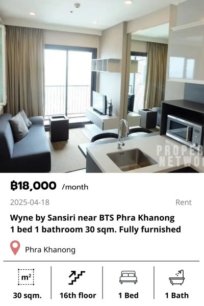 Wyne by Sansiri near BTS Phra Khanong 30 sqm.