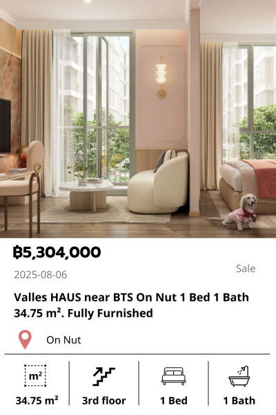 Valles HAUS near BTS On Nut 1 Bed 1 Bath 34.75 m². Fully Furnished