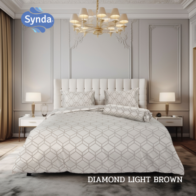 Fitted bed sheet, SYNDA DIAMOND LIGHT BROWN