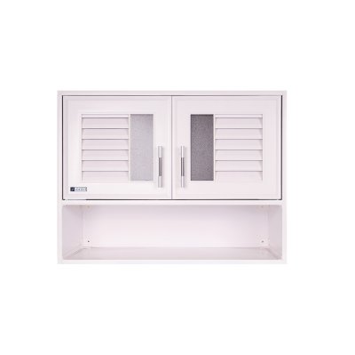 ตู้ลอยคู่ + ชั้นวาง OK สีขาว