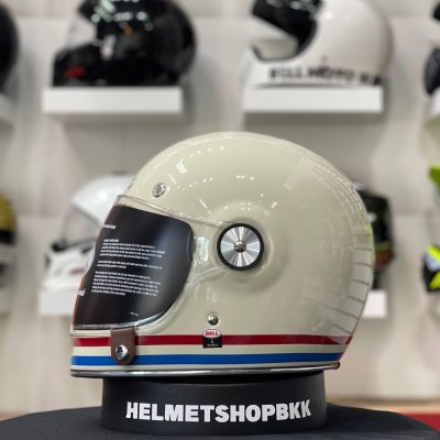 หมวกกันน็อคเต็มใบBELL BULLITT STRIPES GLOSS PEARL WHITE/OXBLOOD/BLUE