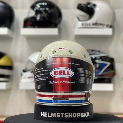 หมวกกันน็อคเต็มใบBELL BULLITT STRIPES GLOSS PEARL WHITE/OXBLOOD/BLUE