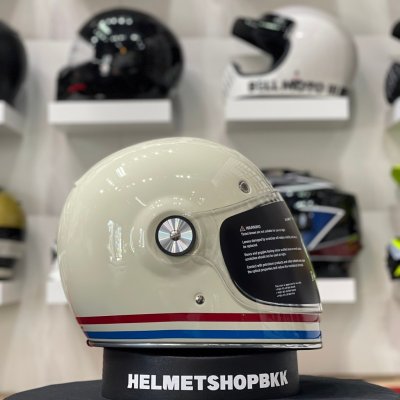 หมวกกันน็อคเต็มใบBELL BULLITT STRIPES GLOSS PEARL WHITE/OXBLOOD/BLUE