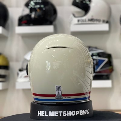 หมวกกันน็อคเต็มใบBELL BULLITT STRIPES GLOSS PEARL WHITE/OXBLOOD/BLUE