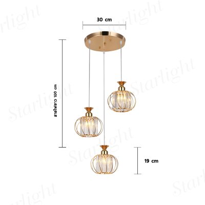 Hanging Lamp MODEL 05-SLC-3019  (1 head/ 3 heads) - Gold/ Black