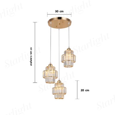 Crystal  Lamp MODEL 05-SLC-3020-3R-GD (E27x3) Golden