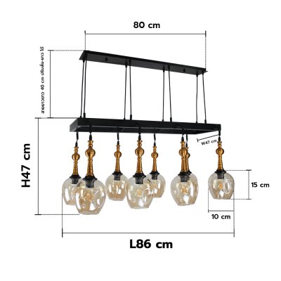 โคมไฟแขวน รุ่น 05-SL-6101-8 (E27x8) สีดำ