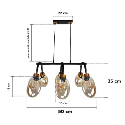 Pendant Lamp MODEL 05-SL-6103-6 (E27x6) Black