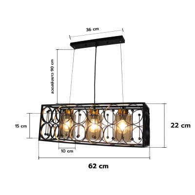 Pendant Lamp MODEL 05-SL-6104-3 (E27x3 Black