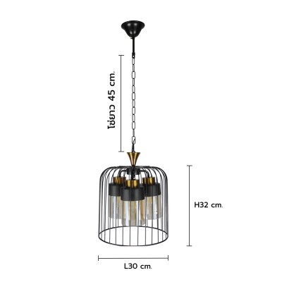 Pendant Lamp  MODEL 05-SL-6107-3 (E27x3) Black