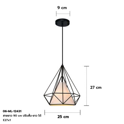 Hanging Lamp MODEL  06-ML-12431 (E27x1)  Black