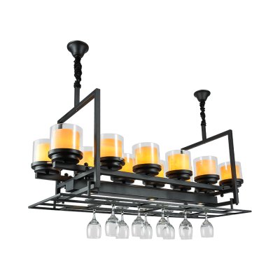 Hanging Lamp MODEL 06-PL-8670-12+3 (E27x12+LED 9W) Black