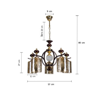 Pendant Lamp MODEL06-SL-1202-5 (E27x5) Coffee