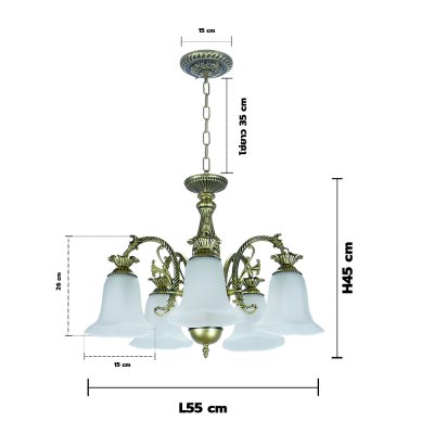 Pendant Lamp MODEL 06-SL-3010-5 (E27x5) Antique brass