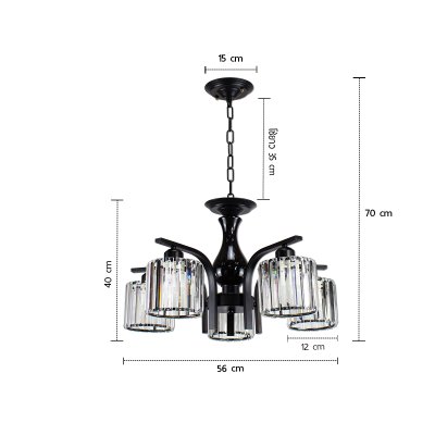 Pendant Lamp MODEL 07-SLC-3026-5-BK (E27x5) Black