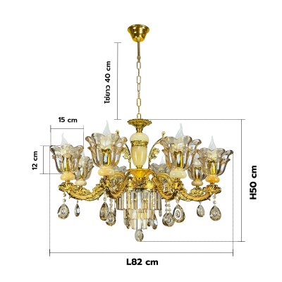 Crystal  Lamp MODEL 07-SLC-5031-8 (E14x8+LED 9.5W) Golden