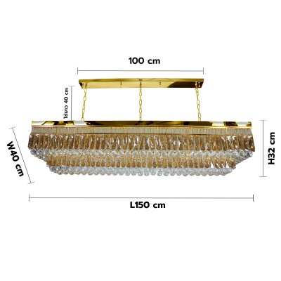 โคมไฟคริสตัล รุ่น 07-SL-6018-1500 (E27x12) สีทอง