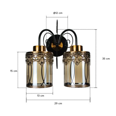 Wall Lamp MODEL 09-SL-6112-2 (E27x2) Black/ Gold