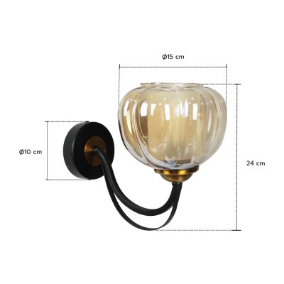 Wall Lamp MODEL 09-SL-6113 (E27x1) Black/ Gold