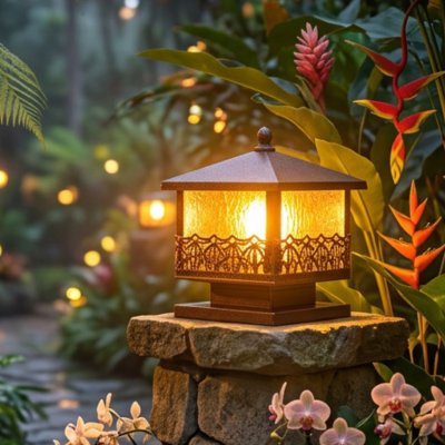 Outdoor gate lamp MODEL 12-O-3042/S/A300 (E27x1) Flash Brown