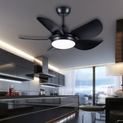 พัดลมโคมไฟ ใบพัด ABS รุ่น DC30-1014-5-LMBK ขนาด 30 นิ้ว สีดำด้าน