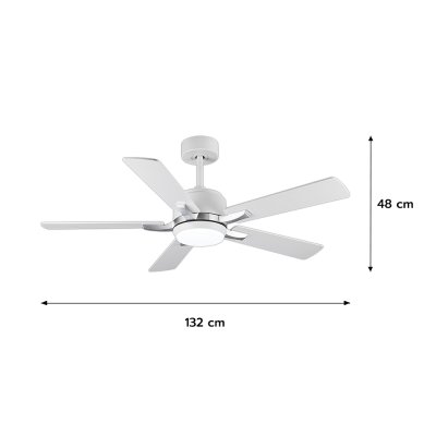 Ceiling Fan With Light Plywood Blade Model DC52-1011-5-LWH SIZE 52" Matte white