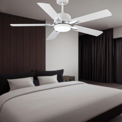 Ceiling Fan With Light Plywood Blade Model DC52-1011-5-LWH SIZE 52" Matte white