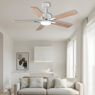 Ceiling Fan With Light Plywood Blade Model DC52-1011-5-LWH SIZE 52" Matte white