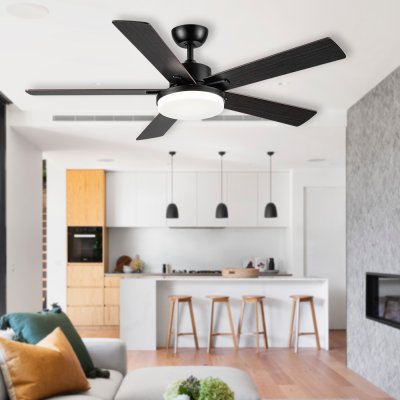 Ceiling Fan With Light Plywood Blade Model DC52-1012-5-LBK SIZE 52" Matte black