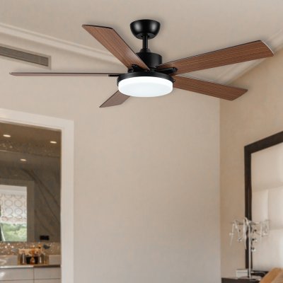 Ceiling Fan With Light Plywood Blade Model DC52-1012-5-LBK SIZE 52" Matte black