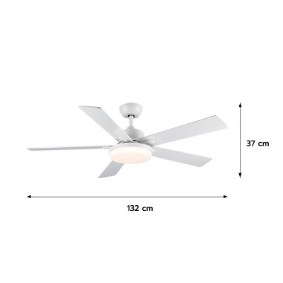 Ceiling Fan With Light Plywood Blade Model DC52-1012-5-LWH SIZE 52" Matte white