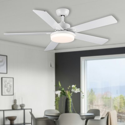 Ceiling Fan With Light Plywood Blade Model DC52-1012-5-LWH SIZE 52" Matte white