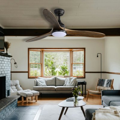 Ceiling Fan With Light Solid Wood Blade Model DC52-6016-LOAK SIZE 52" Weathered Patina/Oil Rubbed Bronze