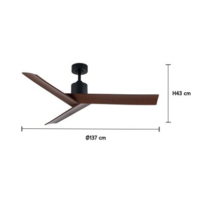 Ceiling Fan ABS Blade Model DC55-2020-3-NOAK 55" Matte Black/Oak