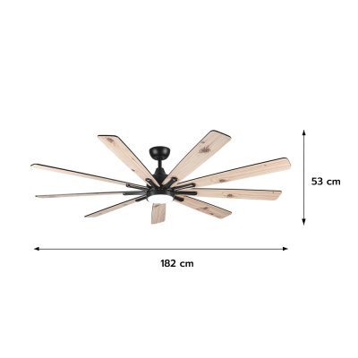 Ceiling Fan With Light Plywood Blade Model DC72-1015-9-LMP SIZE 72" Matte black