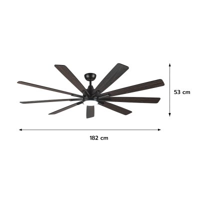 พัดลมโคมไฟ ใบพัดไม้อัด รุ่น DC72-1015-9-LMP ขนาด 72 นิ้ว สีดำด้าน