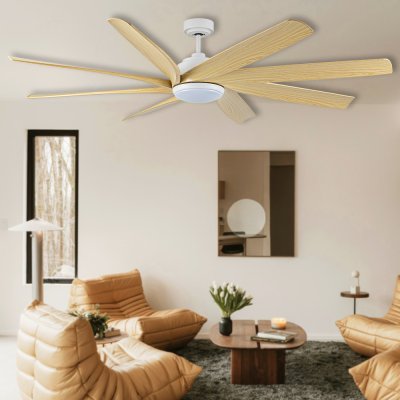 พัดลมโคมไฟ ใบพัด ABS รุ่น DC72-2019-8-LMAPLEขนาด 72 นิ้ว สีขาว/เมเปิ้ล