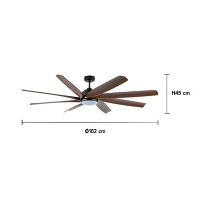 พัดลมโคมไฟ ใบพัด ABS รุ่น DC72-2019-8-LOAK ขนาด 72 นิ้ว สีดำด้าน/โอ๊ค