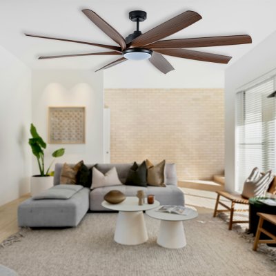 พัดลมโคมไฟ ใบพัด ABS รุ่น DC72-2019-8-LOAK ขนาด 72 นิ้ว สีดำด้าน/โอ๊ค