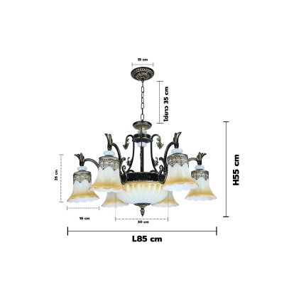 Pendant Lamp Model 06-ML-B9207-6+3 (E27x9) Black