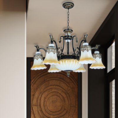 Pendant Lamp Model 06-ML-B9207-6+3 (E27x9) Black