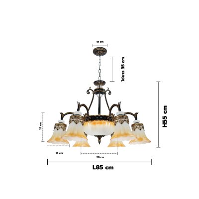 โคมไฟช่อแก้ว รุ่น 06-ML-B9207-6+3 (E27x9) สีดำ