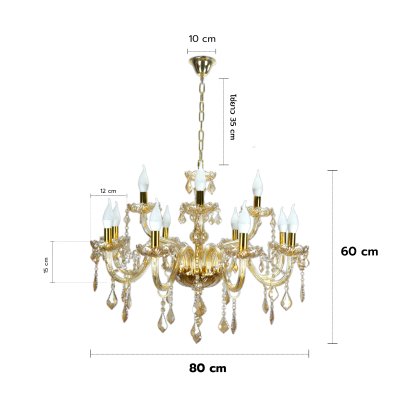 Pendant Lamp MODEL 07-SL-8542-8+4 AMBER (E14x12) Amber