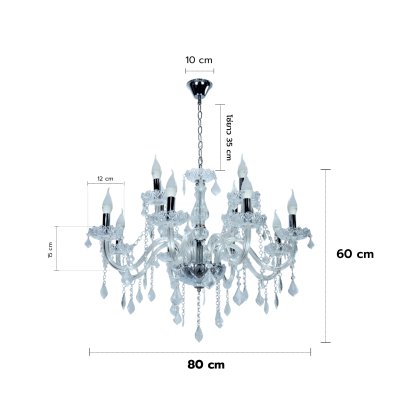 Pendant Lamp MODEL 07-SL-8544-8+4 CLEAR (E14x12) Clear