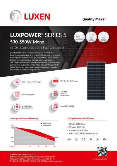 LUXEN Solar PV Module 550W MONO HF (TEAR1)