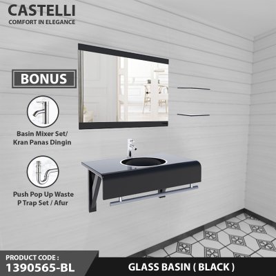 Glass Basin 1 Set Castelli Tempat Wastafel 1 Set Dengan Kaca - 1390565-BL