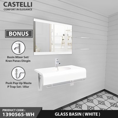 Glass Basin 1 Set Castelli Tempat Wastafel 1 Set Dengan Kaca - 1390565-WH