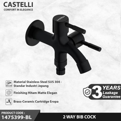 Keran Dinding Castelli Kran Tembok 2 Cabang 2 Way Bib Cock - 1475399-BL