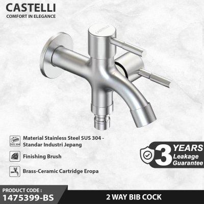 Keran Dinding Castelli Kran Tembok 2 Cabang 2 Way Bib Cock - 1475399-BS
