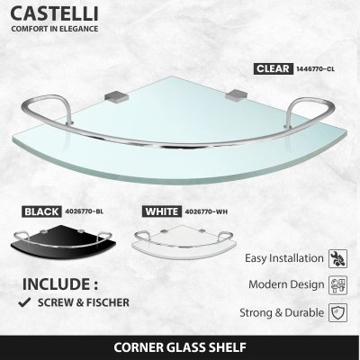 Rak Sudut Kamar Mandi Castelli Ambalan Kamar Mandi Corner Glass Shelf - 1446770 4026770